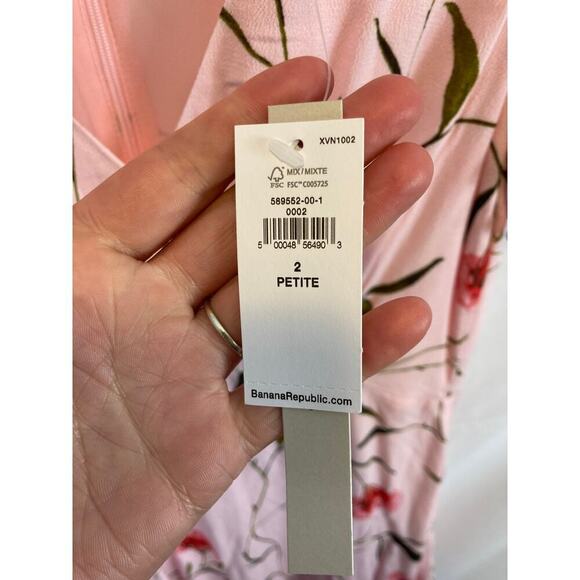 NWT Banana Republic Ecovero Pink Floral Dress Size 2P - Picture 5 of 8